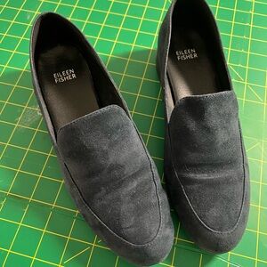 Eileen Fisher Blue Suede Loafers Size 8